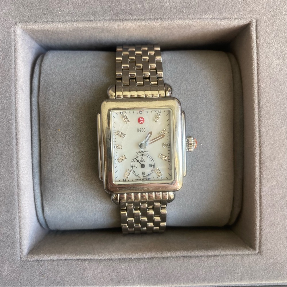 MICHELE Deco Mid Stainless Steel Diamond Watch